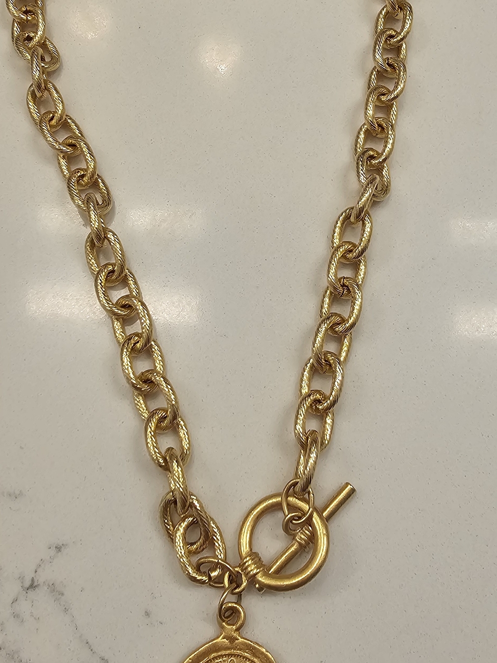 Susan Shaw Gold Coin Charm Necklace and Bracelet Set - Picture 4 of 5